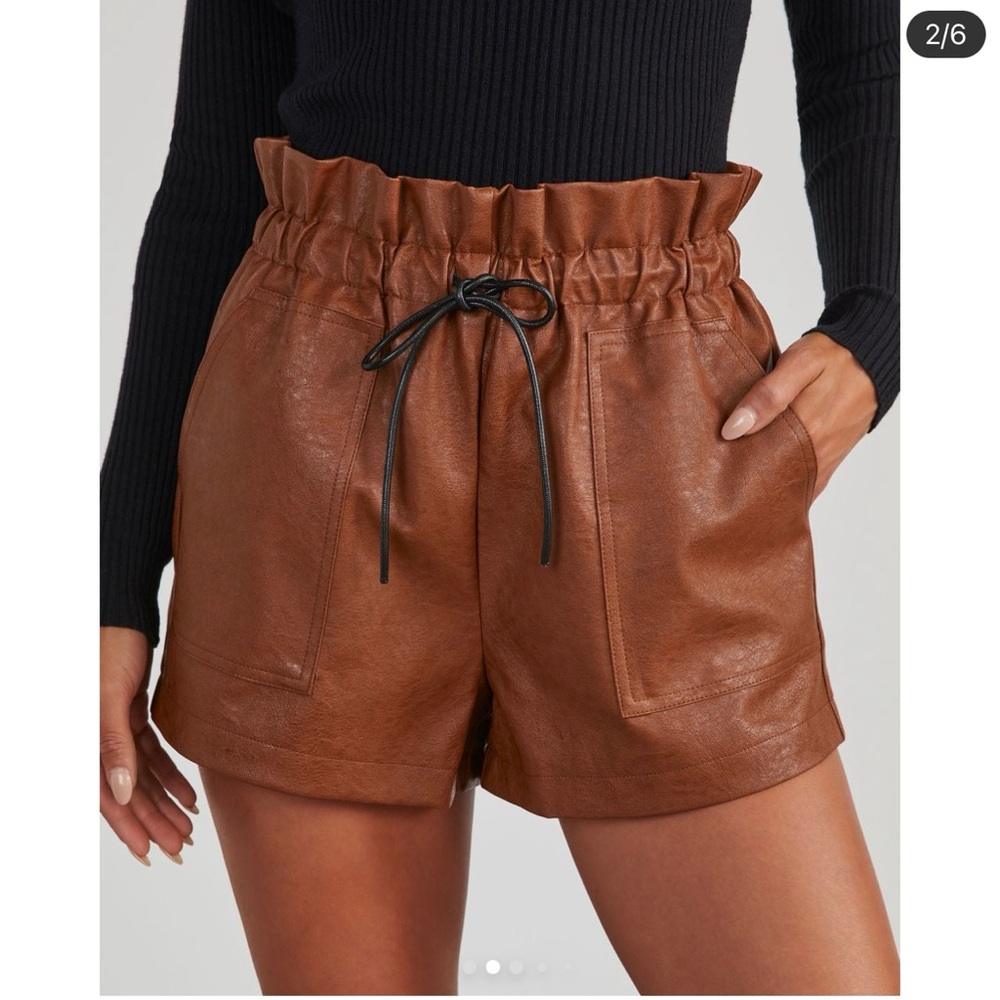 NWT Faux Leather Paperbag Shorts